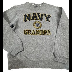 Military Navy Grandpa Crewneck Gray Soffe Sweatshirt Cozy Size Med Armed Forces